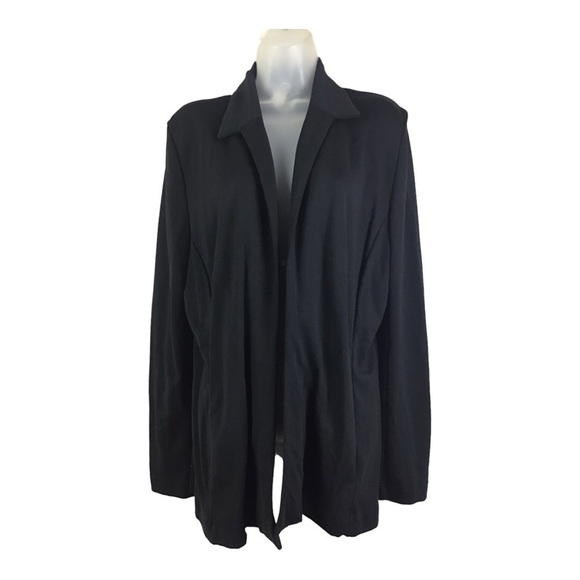 Badgley Mischka American Glamour Black Modal Open Front Jacket Size Large - Picture 6 of 9